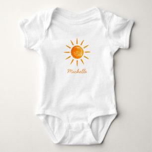 Personalisierte Süße Gelbe Orange Sonnenschein Boh Baby Strampler