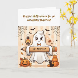 Personalisierte süße Halloween-Geist-Lehrer-Grußka Karte