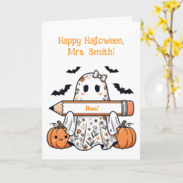 Personalisierte süße Halloween-Geist-Lehrerin Gruß Karte