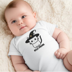 Personalisierte süße Hexenkatze lustiges Halloween Baby Strampler