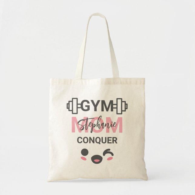 Personalisierte süße Kawaii-Gym-Mutter Conquer Fit Tragetasche (Vorne)