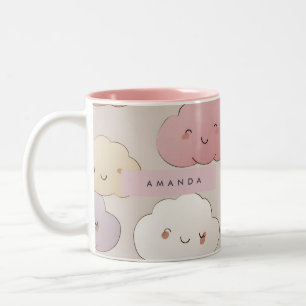 Personalisierte Süße Kawaii Pastell Lachende Wolke Zweifarbige Tasse