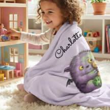 Personalisierte süße lila grüne flauschige Monster