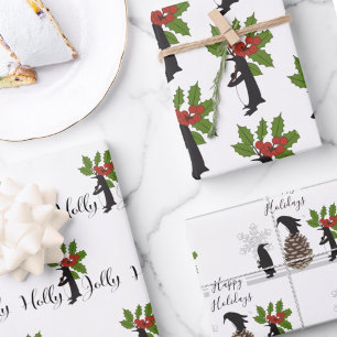 Personalisierte süße lustige Pinguine Weihnachten Geschenkpapier Set