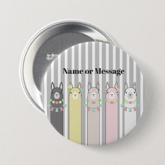 Personalisierte süße Retro-bunte Lamas Button