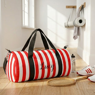 Personalisierte süße rote weiße Streifen vintage Duffle Bag