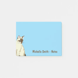 Personalisierte süße siamesische Katze - Blau Post-it Klebezettel