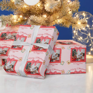Personalisierte süße Weihnachtsfotocollage Geschenkpapier