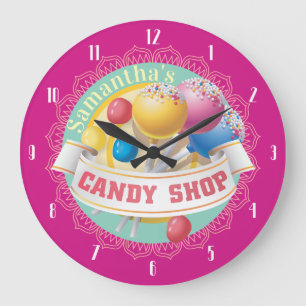 Personalisierte Süßwarenläden für Geleebohnen Große Wanduhr