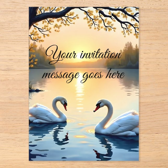 Personalisierte Swan Couple Einladung (Vorderseite)