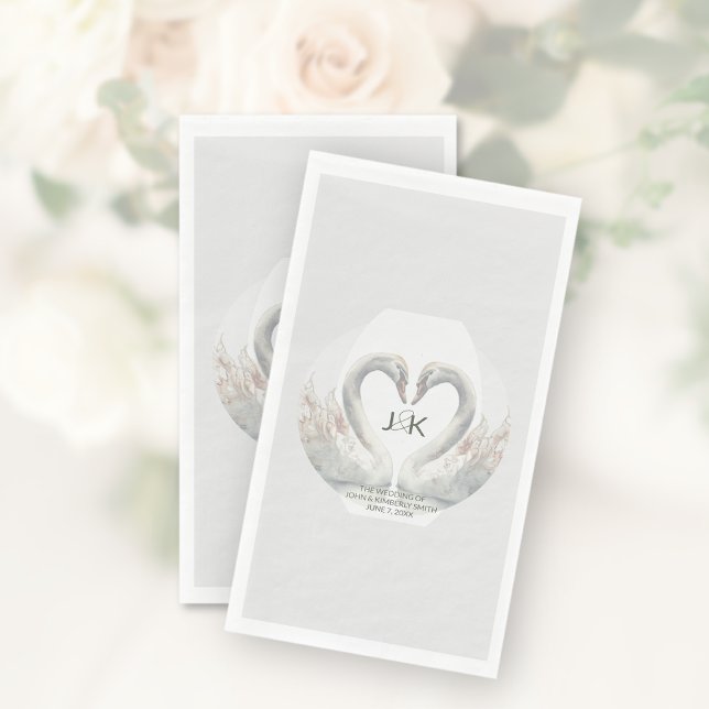 Personalisierte Swan Wedding Paper Napkins Serviette (Personalized Swan Wedding Paper Napkins)