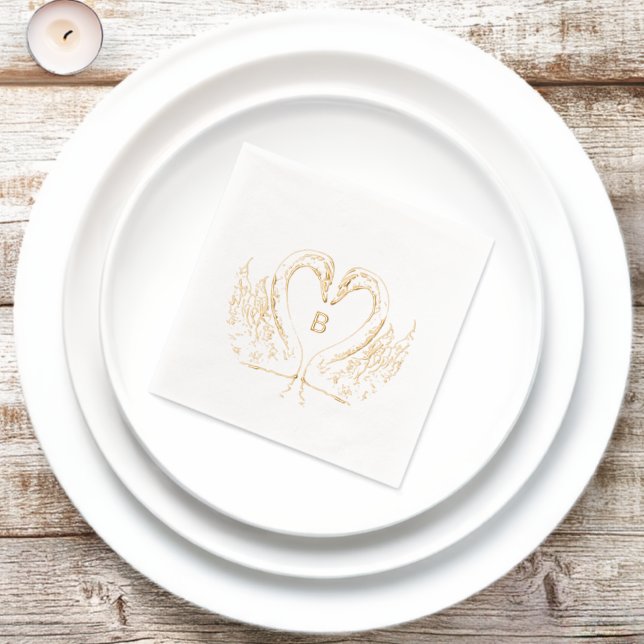 Personalisierte Swan Wedding Servietten Mit Folie (Insitu)