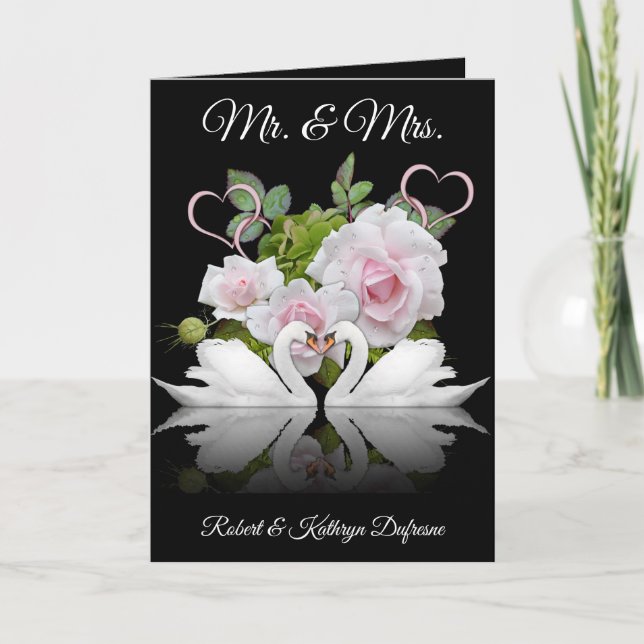 Personalisierte Swans Hochzeit/Jubiläum Karte (Vorderseite)