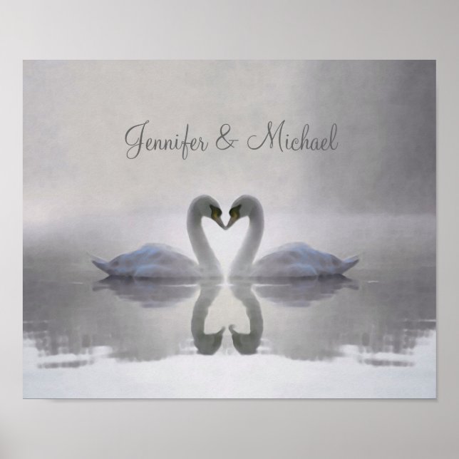 Personalisierte Swans in Liebe ~ Poster / Print (Vorne)