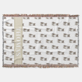 Personalisierte Tablettenkatze (grau) Tan & White Decke