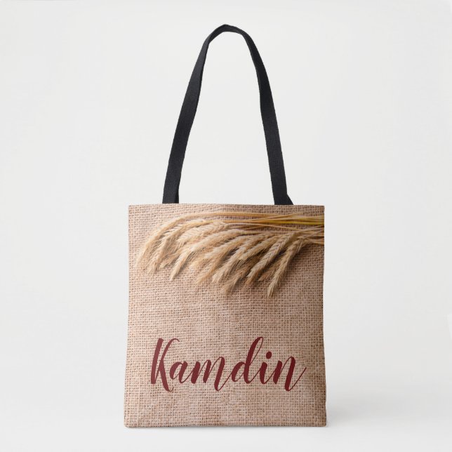 Personalisierte Tackwheat auf Burlap Sack Land Tasche (Vorderseite)