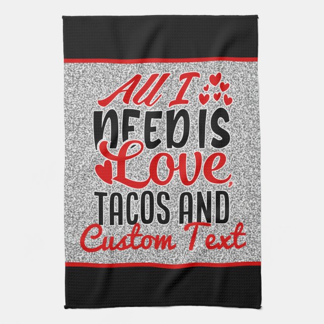 Personalisierte Tacos für Liebe und benutzerdefini Geschirrtuch (Vertikal)