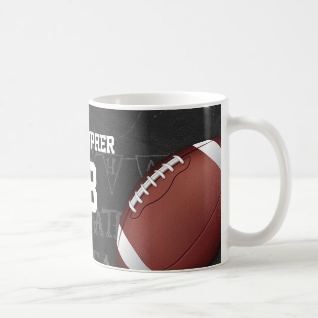 Personalisierte Tafel-amerikanischer Fußball Kaffeetasse (Rechts)