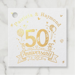 Personalisierte Tafel-Doodle zum 50. Jubiläum Geschenkanhänger
