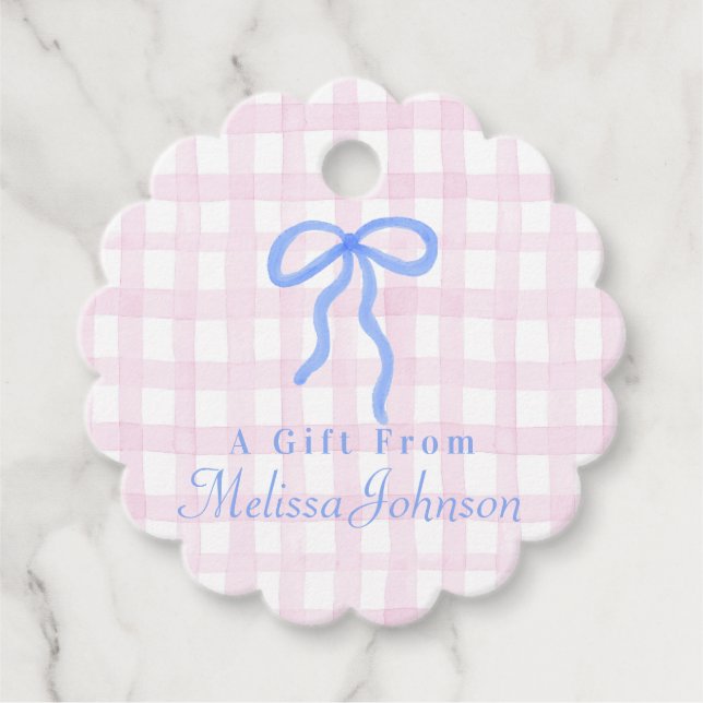 Personalisierte Tags für Preppy Bow Geschenkanhänger (Vorderseite)
