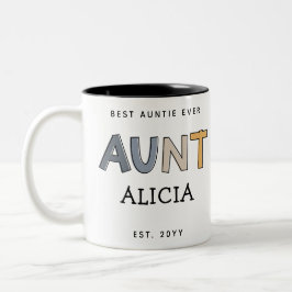 Personalisierte Tante Geschenk Beste Tante je Nied Zweifarbige Tasse