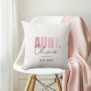 Personalisierte Tante in weichem Rosa Kissen