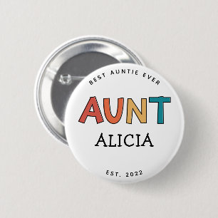 Personalisierte Tante Retro Geschenk Beste Tante j Button