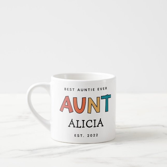 Personalisierte Tante Retro Geschenk Beste Tante j Espressotasse (Links)