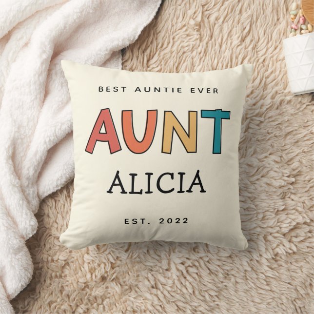 Personalisierte Tante Retro Geschenk Beste Tante j Kissen (Decke)