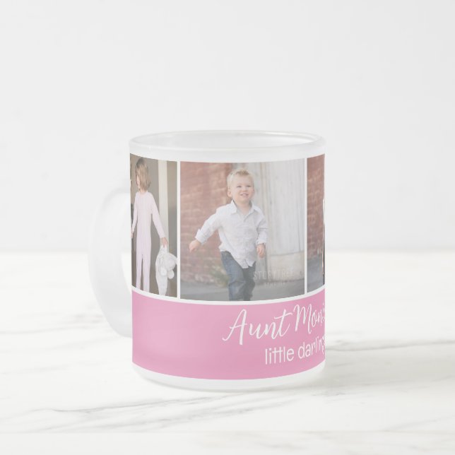 Personalisierte Tante's Darlings mit 4 quadratisch Mattglastasse (Vorderseite Links)
