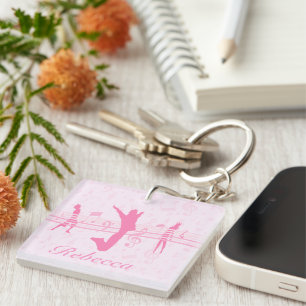 Personalisierte Tänze und Drama Pink Schlüsselanhänger