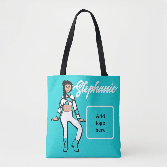Personalisierte Tänzerin-Tasche (Aqua White) Tasche (Vorderseite)