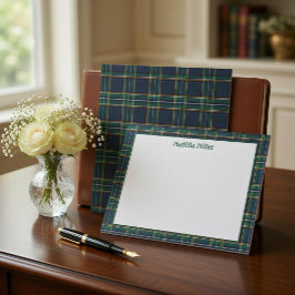 Personalisierte Tartan-Notizkarte mit Karohintergr Mitteilungskarte