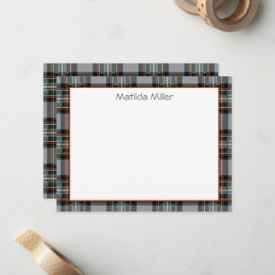 Personalisierte Tartan-Notizkarte mit Karohintergr Mitteilungskarte