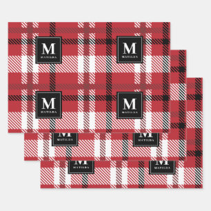 Personalisierte Tartan-Weihnachtszeit Geschenkpapier Set