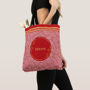 Personalisierte Tasche aus Rot und Gold