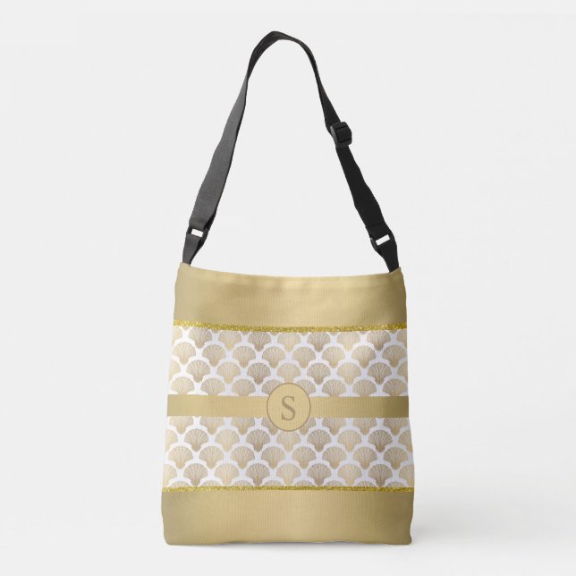 Personalisierte Tasche mit eleganten Gold-Muscheln (Rückseite)