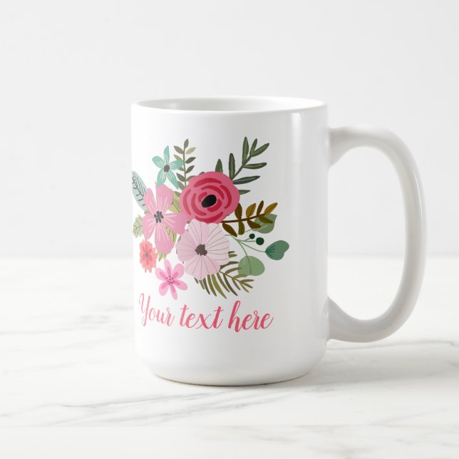 Personalisierte Tasse Blume Bouquet Geschenk Idee (Rechts)