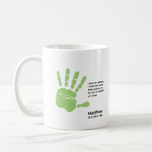 Personalisierte Tasse des Handdrucks von Kind mit 