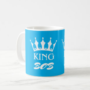 Personalisierte Tasse des Königs in blau mit Namen