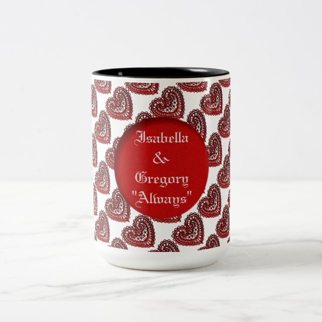 Personalisierte Tasse für rote Spitzen-Muster (Mittel)