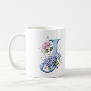 Personalisierte Tasse mit floralem Buchstaben J Hy