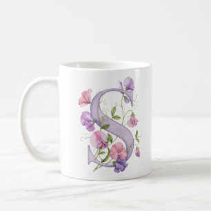 Personalisierte Tasse mit floralem Buchstaben S un
