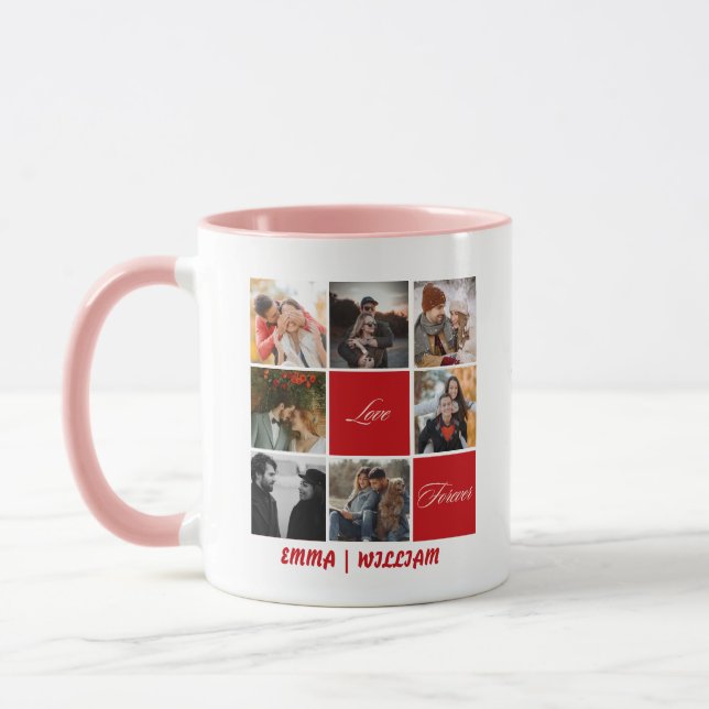 Personalisierte Tasse von Fotosammlungen und -name (Links)
