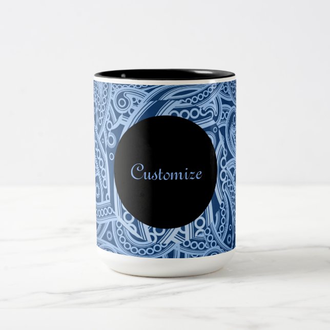 Personalisierte Tasse von Funky Blue Paisley (Mittel)