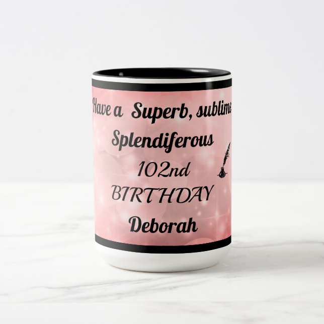 Personalisierte Tasse zum 102. Geburtstag (Mittel)