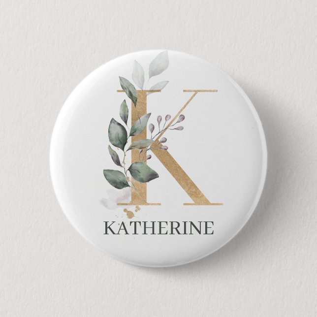 Personalisierte Taste K Monogram Button (Vorderseite)