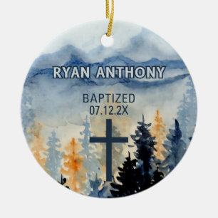 Personalisierte Taufe Boy Geschenk Wasserfarbenwel Keramik Ornament