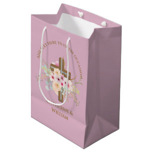 Personalisierte Taufe & Christening Blumenkreuz Mittlere Geschenktüte