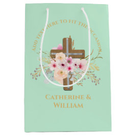 Personalisierte Taufe & Christening Blumenkreuz Mittlere Geschenktüte